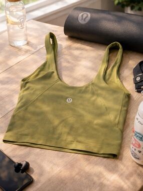 Lululemon Align Longline Bra Olive Green Size 2 Yoga